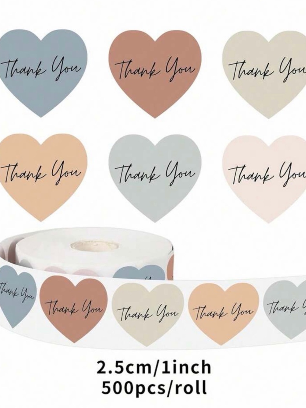 500 piece Heart "Thank You" Sticker Roll